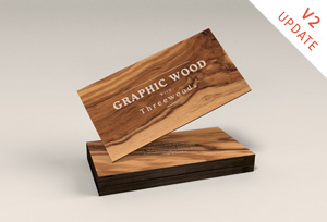 Wooden Business Cards MockUp