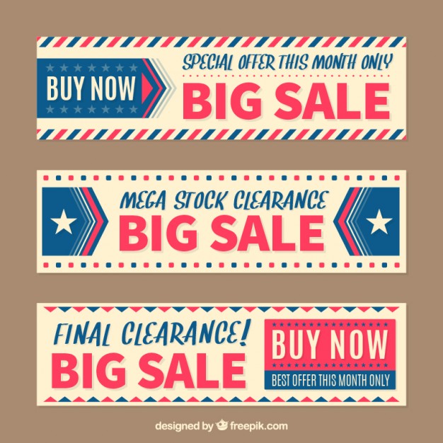 Sale Banners In Vintage Style