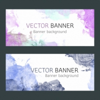 Purple Watercolor Banners Design 
