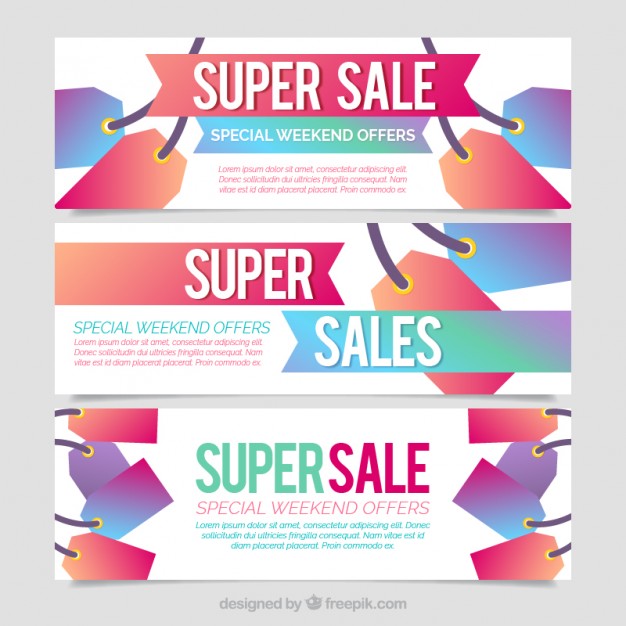 Set Of Sale Banners With Tags 