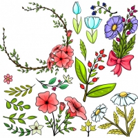 Coloured Floral Elements
