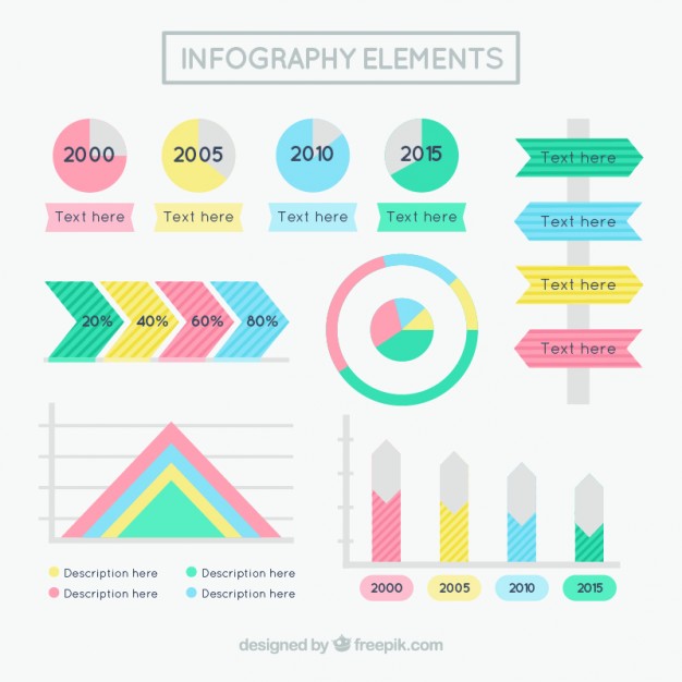 Flat Infographic Elements In Pastel Colors