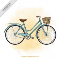 Sketchy Watercolor Vintage Bicycle Background 