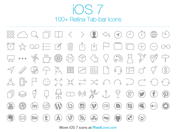 100+ Free iOS 7 Tab Bar Icons