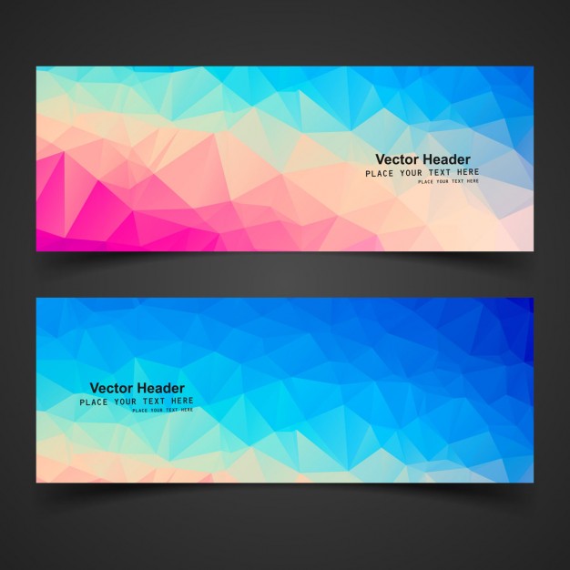 Banners With Full Color Polygonal Shapes