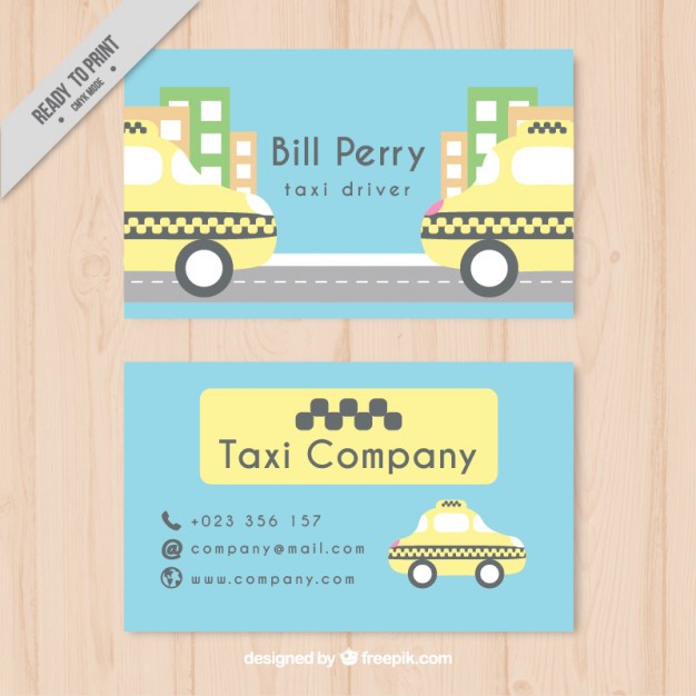 Taxi Driver Card In Pastel Colors
