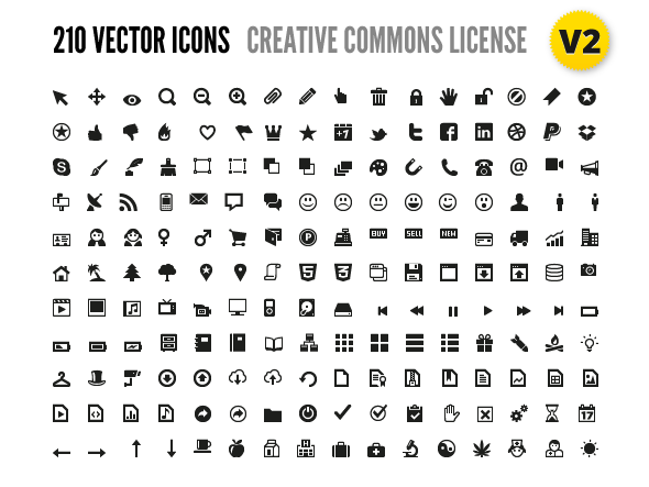  210 Vector Icons for Wireframes + Web Design