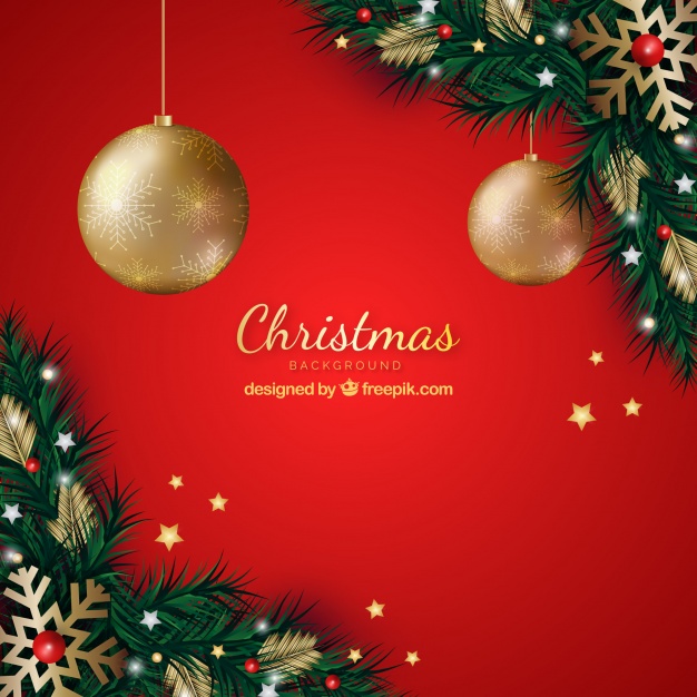Red Background Wth Christmas Decoration