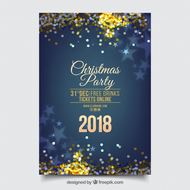 Blue Glittery New Year Party Poster
