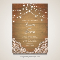 Elegant Wedding Card With Wooden Design 