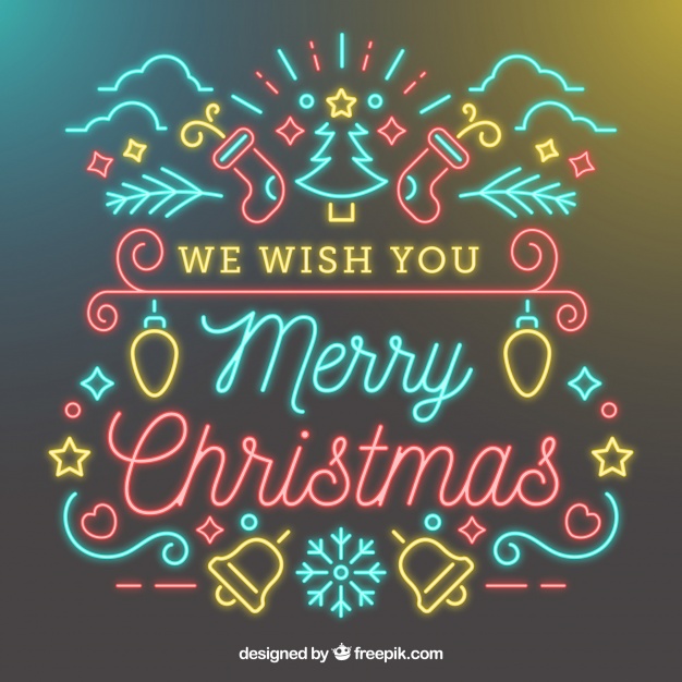We Wish You A Merry Christmas NeonBackground 