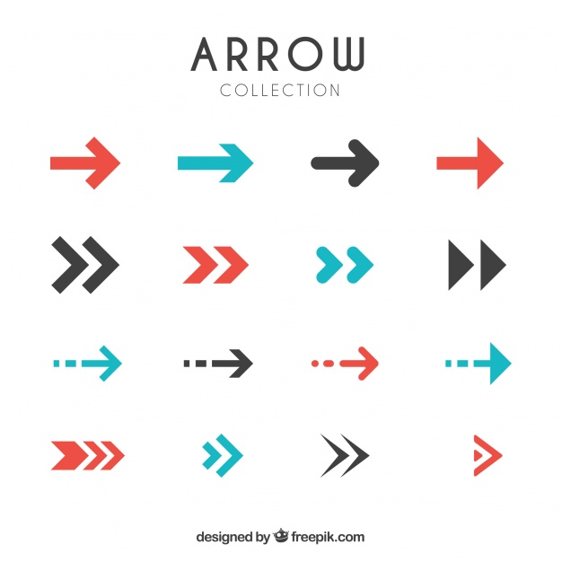 Collection Of Modern Arrows In Flat Design