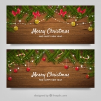 Merry Christmas Wooden Banners