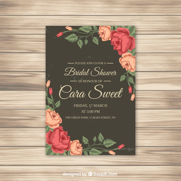 Bridal Shower Invitation With Roses