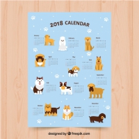 Dogs 2018 Calendar Template 
