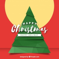 Happy Christmas Background With A Geometrical Tree