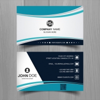 Modern Business Card With Turquoise Wavy Shapes